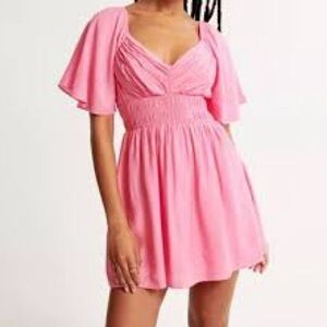 Abercrombie & Fitch Organza Tiered Pink Mini Dress Size Medium Tall